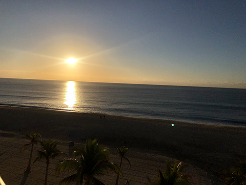 View of beach at sunrise in San Jose del Cabo. The author's preference for self-care.